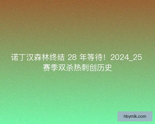 诺丁汉森林终结 28 年等待！2024_25 赛季双杀热刺创历史